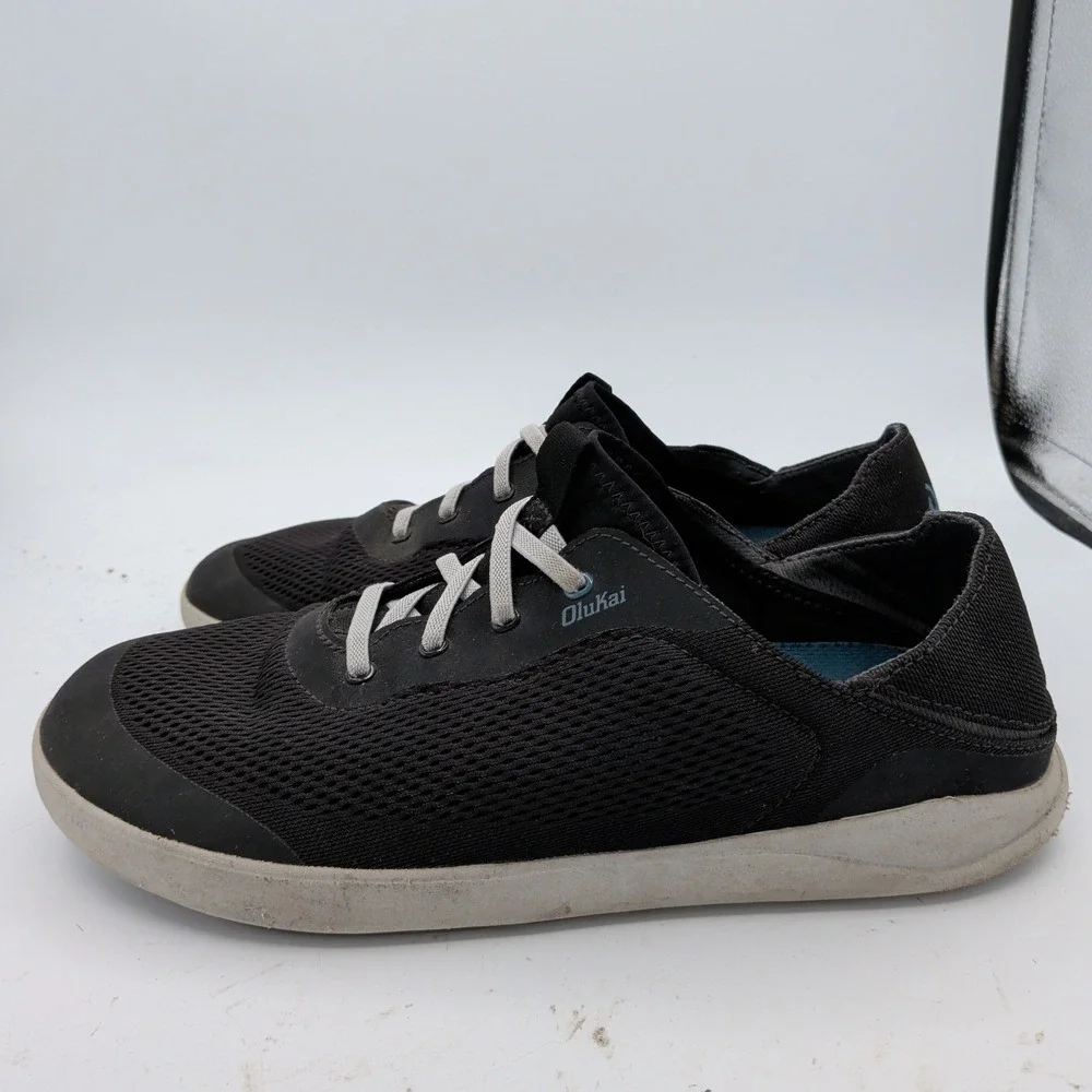 OluKai Moku Pae Mens Black Cloud Mesh Boat Shoes Sneakers 10472-40QS Size 12